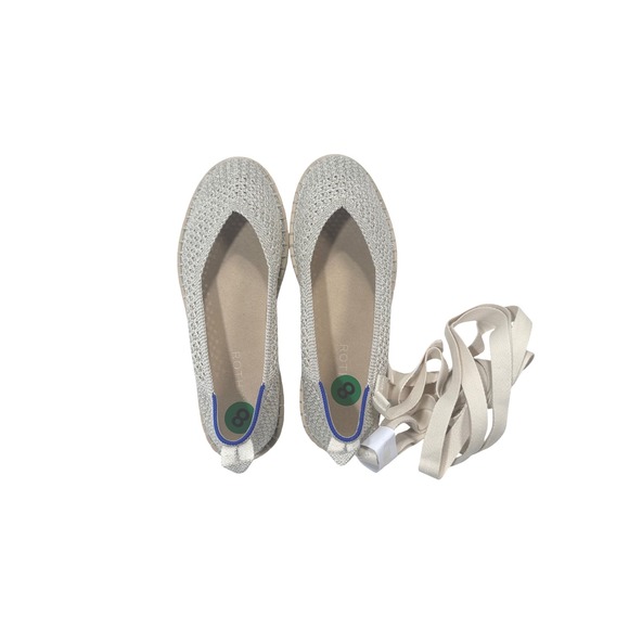 Rothys Shoes - ROTHYS The Ballet Flat Espadrille Knit Diamond Metallic Ivory‎ Shoes Size 8